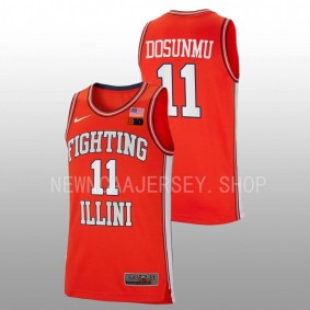 Ayo Dosunmu #11 Orange Illinois Fighting Illini Retro Basketball Jersey