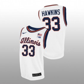 Illinois Fighting Illini Coleman Hawkins 2022-23 White Script Throwback College Basketball Men Jersey