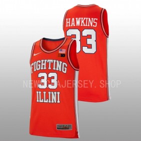 Coleman Hawkins #33 Orange Illinois Fighting Illini 2022-23 Retro Basketball Jersey