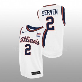 Illinois Fighting Illini Connor Serven 2022-23 White Script Throwback College Basketball Men Jersey