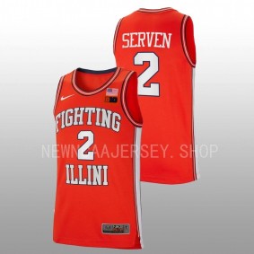 Connor Serven #2 Orange Illinois Fighting Illini 2022-23 Retro Basketball Jersey