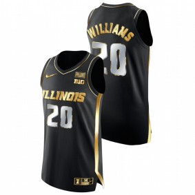 Da'Monte Williams Illinois Fighting Illini Black Golden Edition College Basketball Jersey