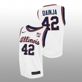 Illinois Fighting Illini Dain Dainja 2022-23 White Script Throwback College Basketball Men Jersey