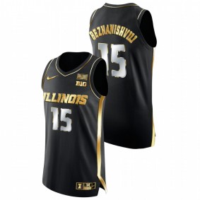 Giorgi Bezhanishvili Illinois Fighting Illini Black Golden Edition College Basketball Jersey