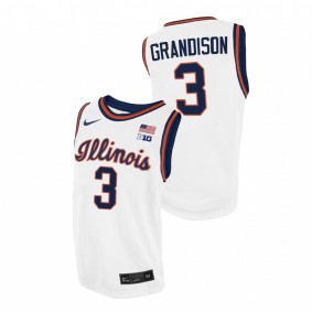 Jacob Grandison Illinois Fighting Illini 2021 White Throwback College Basketball Jersey