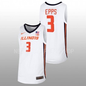 Jayden Epps #3 White Illinois Fighting Illini 2022-23 Basketball Home Jersey