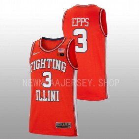 Jayden Epps #3 Orange Illinois Fighting Illini 2022-23 Retro Basketball Jersey