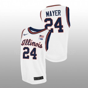 Illinois Fighting Illini Matthew Mayer 2022-23 White Script Throwback College Basketball Men Jersey