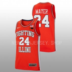 Matthew Mayer #24 Orange Illinois Fighting Illini 2022-23 Retro Basketball Jersey