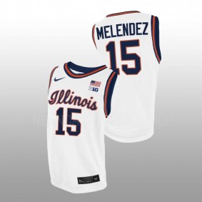 Illinois Fighting Illini RJ Melendez 2022-23 White Script Throwback College Basketball Men Jersey