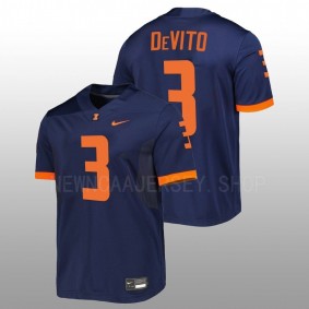 Tommy DeVito Illinois Fighting Illini Untouchable Football Navy Men Jersey