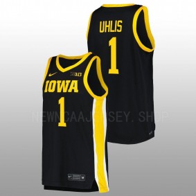 Ahron Uhlis #1 Black Iowa Hawkeyes 2022-23 Replica College Basketball Jersey