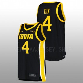 Josh Dix #4 Black Iowa Hawkeyes 2022-23 Replica College Basketball Jersey