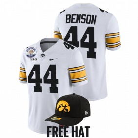 Seth Benson Iowa Hawkeyes 2021 Citrus Bowl White Big 10 West Division champions #44 Jersey