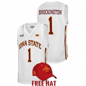 Izaiah Brockington #1 White Iowa State Cyclones 2021-22 Free Hat College Basketball Jersey