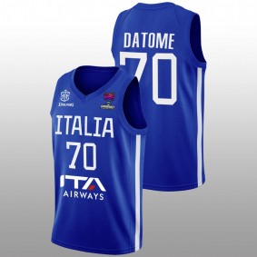 Italy Team Luigi Datome EuroBasket 2022 Men Blue Jersey Home