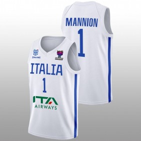 Nicolo Mannion Italy Team EuroBasket 2022 White Away Men Jersey