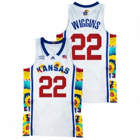 Kansas Jayhawks Andrew Wiggins White Sunflower Showdown Basketball Men Jersey