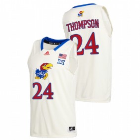 Bryce Thompson Kansas Jayhawks 2020-21 Cream College Basketball New Season League patch Jersey