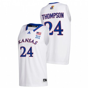 Bryce Thompson Kansas Jayhawks 2020-21 White Home New Season League patch Jersey