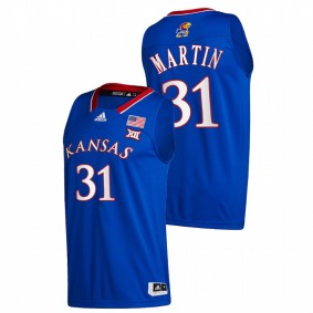 Cam Martin #31 Blue Kansas Jayhawks 2021-22 Away College Basketball Jersey