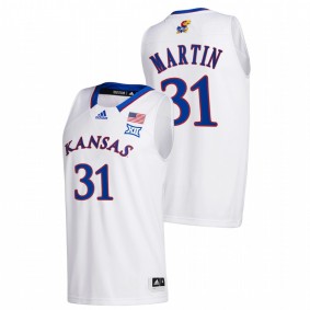 Kansas Jayhawks Cam Martin 2021-22 White College Basketball Home Men Jersey