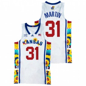 Kansas Jayhawks Cam Martin 2022 White Sunflower Showdown Basketball Men Jersey