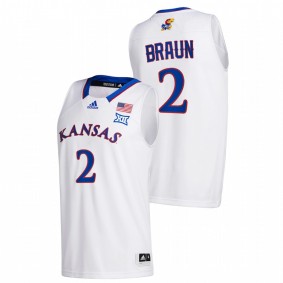 Christian Braun Kansas Jayhawks 2020-21 White Home New Season League patch Jersey