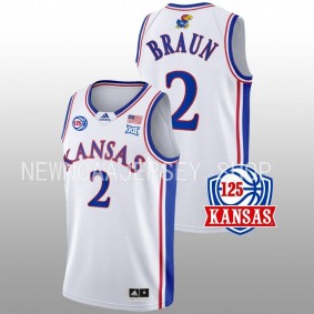 Kansas Jayhawks Christian Braun 2022-23 White 125th Year Home Men Jersey