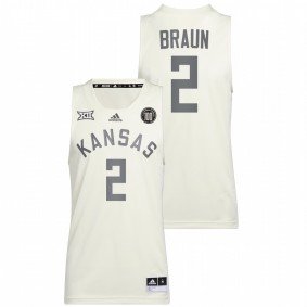 Kansas Jayhawks Christian Braun 2022 White 100 Anniversary of 1922 Helms National Champs Retro Men Jersey