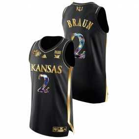 Christian Braun #2 Black Kansas Jayhawks Golden Diamond Edition 2022 NCAA National Championship Jersey