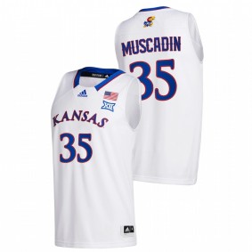 Gethro Muscadin Kansas Jayhawks 2020-21 White Home New Season League patch Jersey