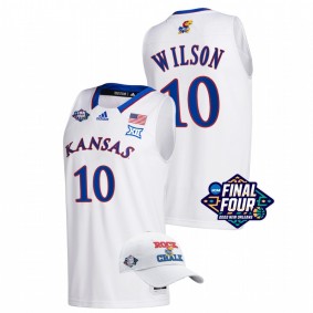 Jalen Wilson #10 White Kansas Jayhawks Basketball 2022 March Madness Final Four Jersey