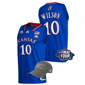 Kansas Jayhawks Jalen Wilson Royal 2022 March Madness Final Four Free Hat Men Jersey