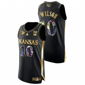 Jalen Wilson #10 Black Kansas Jayhawks Golden Diamond Edition 2022 NCAA National Championship Jersey