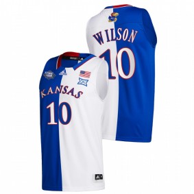 Kansas Jayhawks Jalen Wilson Royal White 2022 NCAA National Champions Split Edition Men Jersey