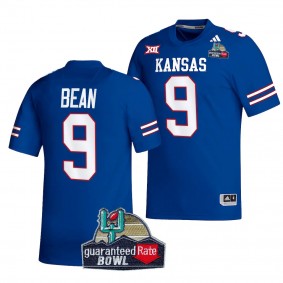 Men's Jason Bean Kansas Jayhawks 2023 Guaranteed Rate Bowl Champs Royal #9 MVP Jersey