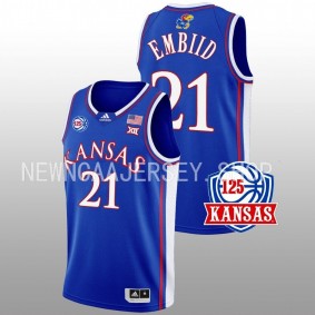 Joel Embiid #21 Blue Kansas Jayhawks 2022-23 Away 125th Anniversary Jersey