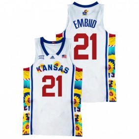 Kansas Jayhawks Joel Embiid White Sunflower Showdown Basketball Men Jersey