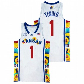 Kansas Jayhawks Joseph Yesufu 2022 White Sunflower Showdown Basketball Men Jersey