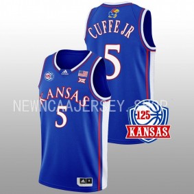 Kyle Cuffe Jr. #5 Blue Kansas Jayhawks 2022-23 Away 125th Anniversary Jersey