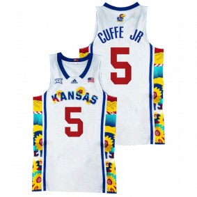 Kansas Jayhawks Kyle Cuffe Jr. 2022 White Sunflower Showdown Basketball Men Jersey