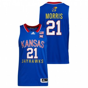 Markieff Morris #21 Royal Kansas Jayhawks Throwback College Basketball Jersey