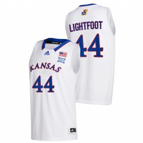 Mitch Lightfoot Kansas Jayhawks 2020-21 White Home New Season League patch Jersey