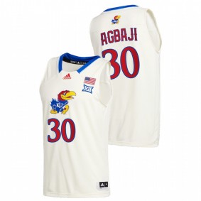 Ochai Agbaji Kansas Jayhawks 2020-21 Cream College Basketball New Season League patch Jersey