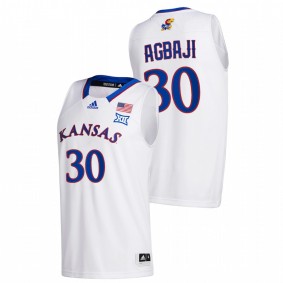 Ochai Agbaji Kansas Jayhawks 2020-21 White Home New Season League patch Jersey