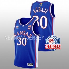 Ochai Agbaji #30 Blue Kansas Jayhawks 2022-23 Away 125th Anniversary Jersey