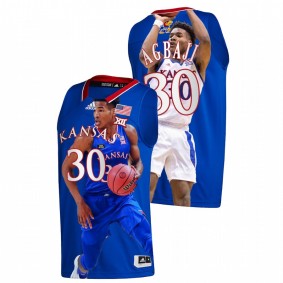 Ochai Agbaji #30 Royal Kansas Jayhawks Fashion Edition 2022 March Madness Highlights Jersey