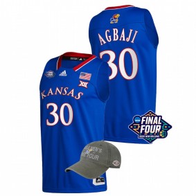 Kansas Jayhawks Ochai Agbaji Royal 2022 March Madness Final Four Free Hat Men Jersey