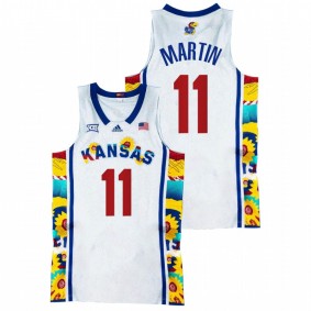 Kansas Jayhawks Remy Martin 2022 White Sunflower Showdown Basketball Men Jersey